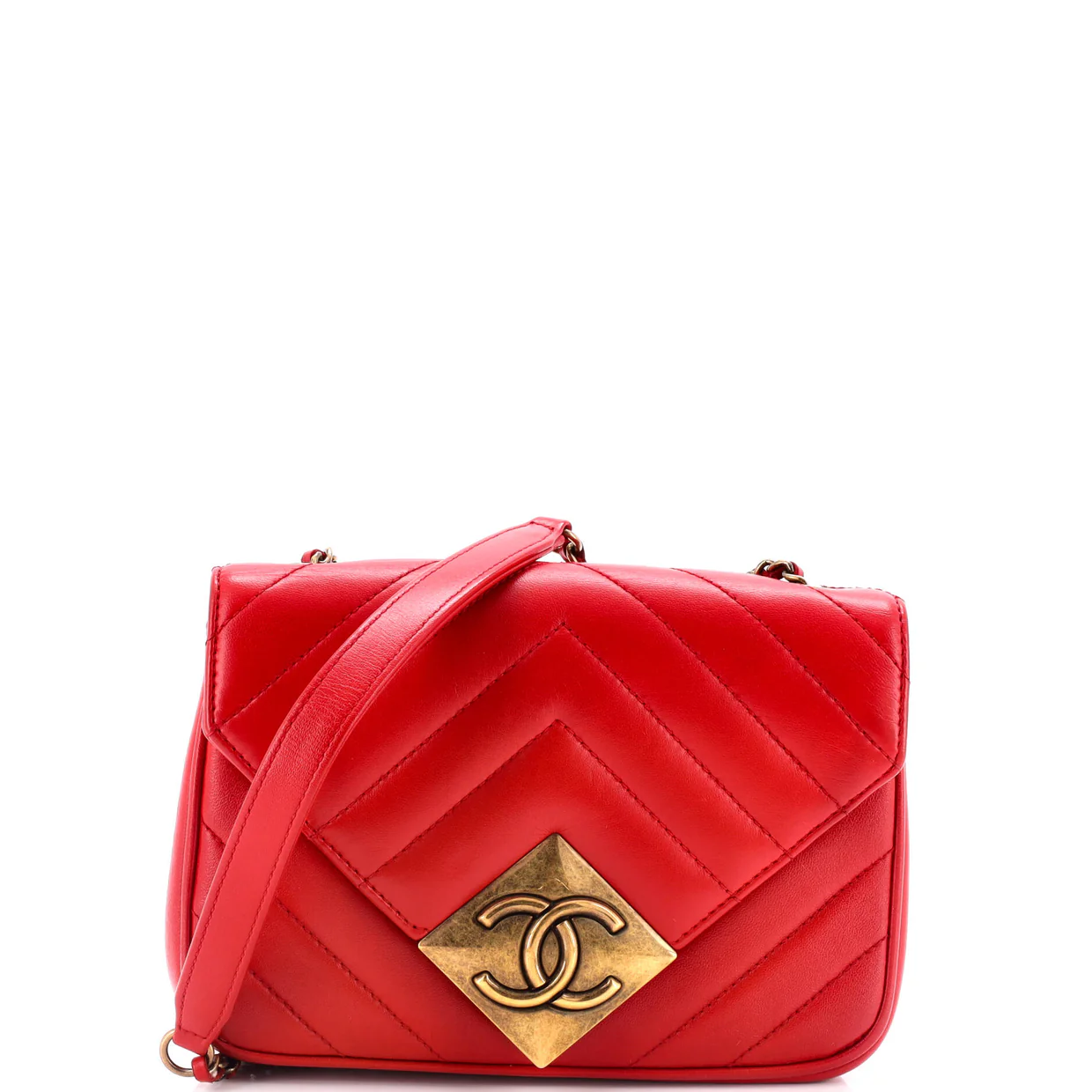 Pyramid CC Flap Bag Chevron Lambskin Mini - Deep Luxury