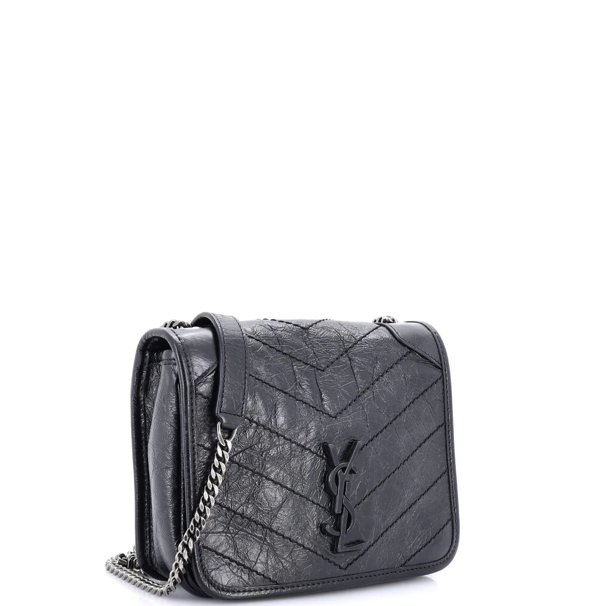 Niki Chain Wallet Matelasse Chevron Leather - Deep Luxury