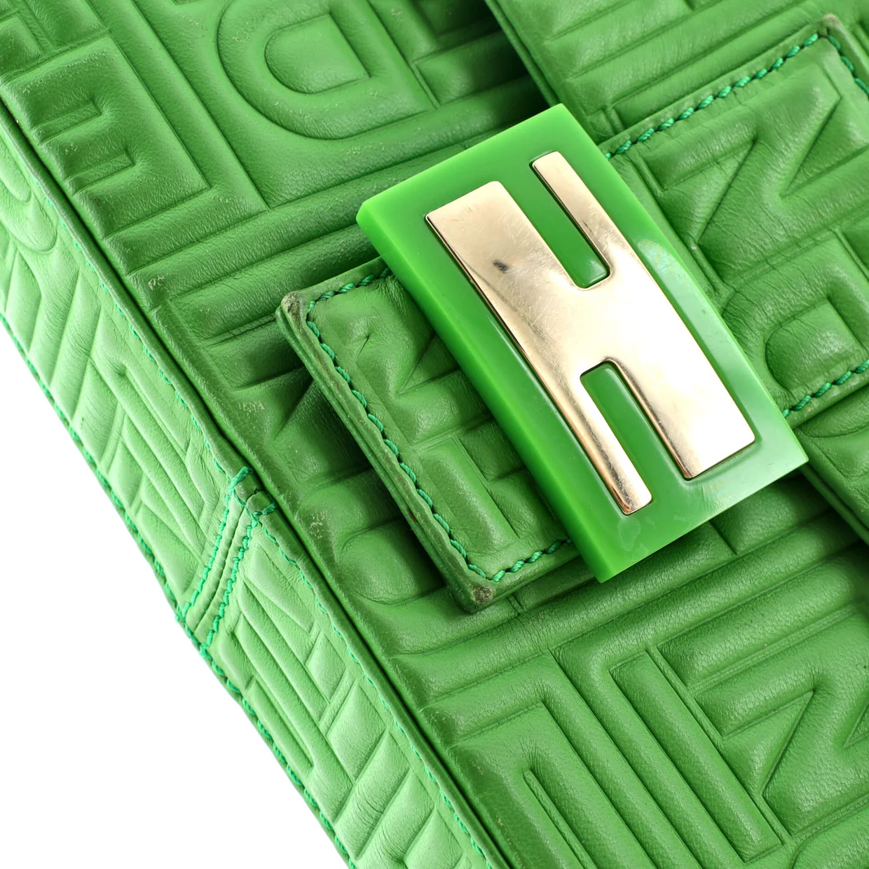 Baguette Bag Logo Embossed Leather Small - Deep Luxury