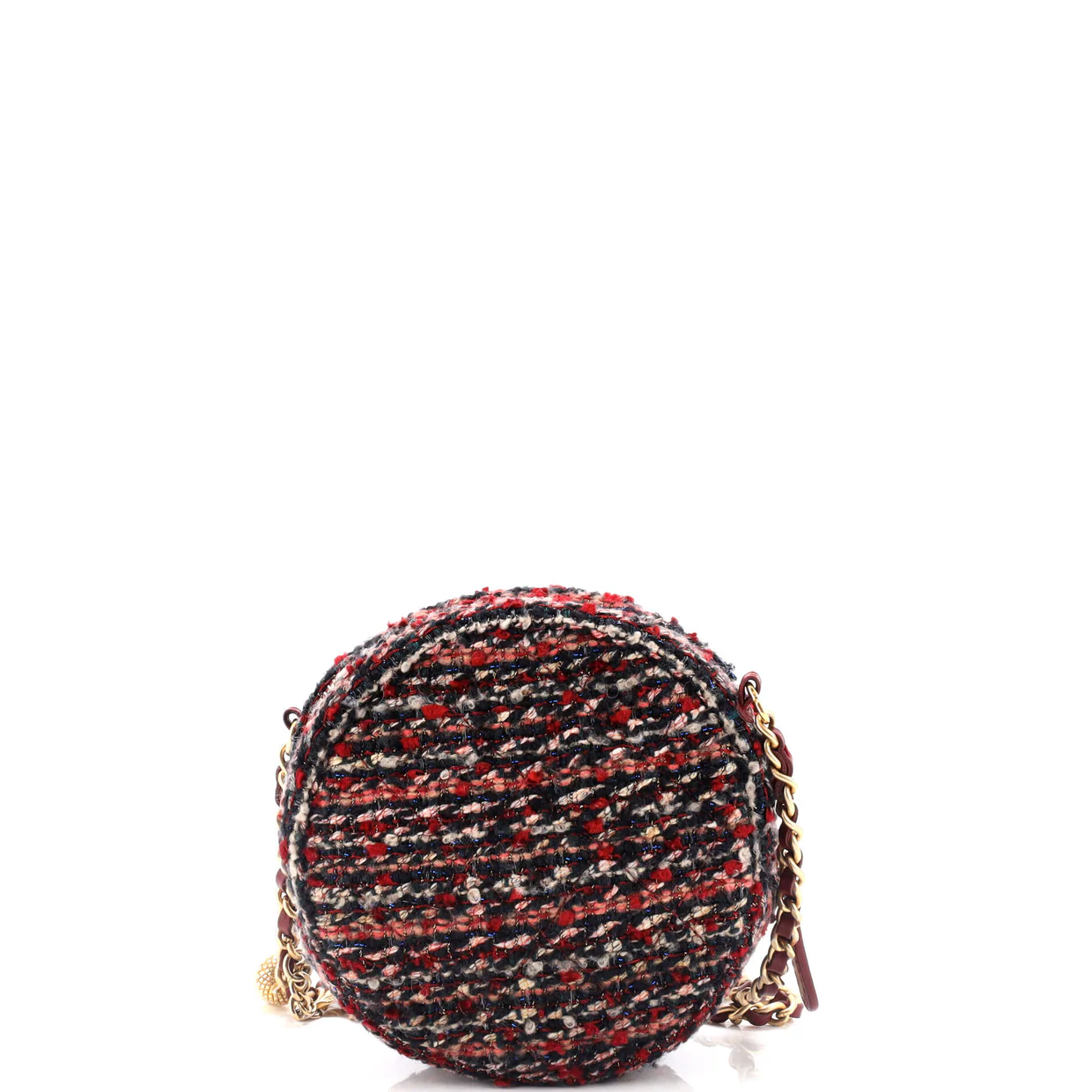 Round Clutch with Chain Quilted Tweed Mini - Deep Luxury