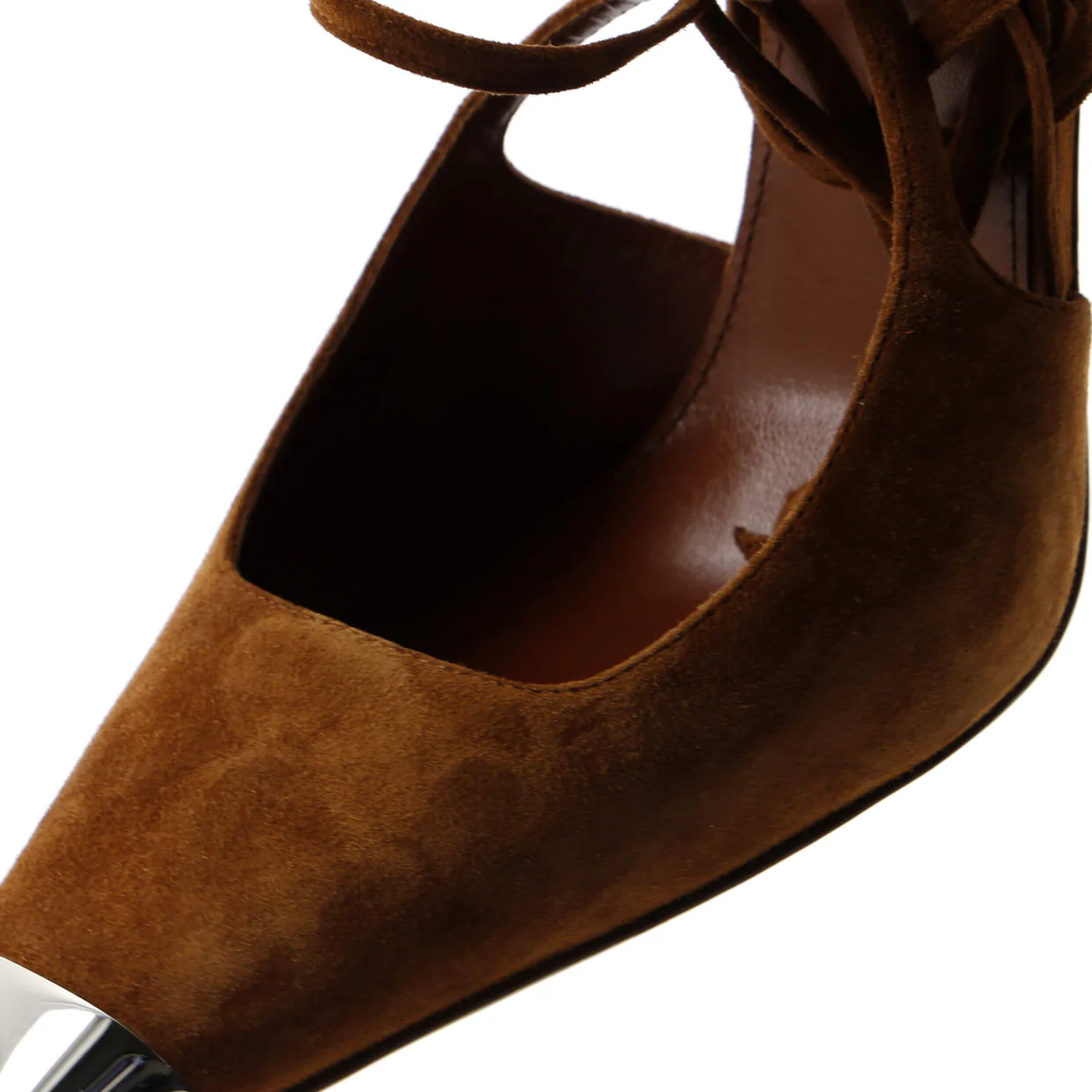 Women's Blade Square Cap Toe Slingback Pumps Suede with Metal - Deep Luxury