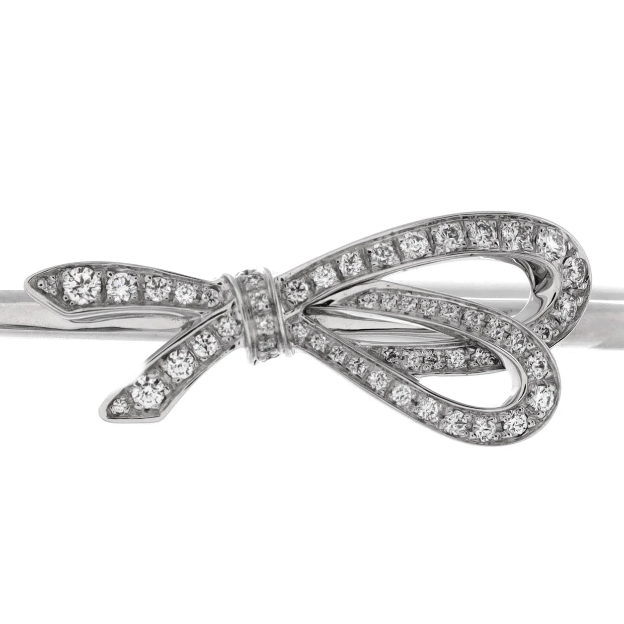 Bow Knot Cuff Bracelet 18K White Gold and Diamonds Medium - Deep Luxury