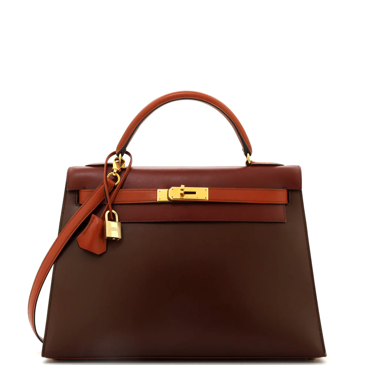 Kelly Handbag Tricolor Box Calf with Gold Hardware 32 - Deep Luxury