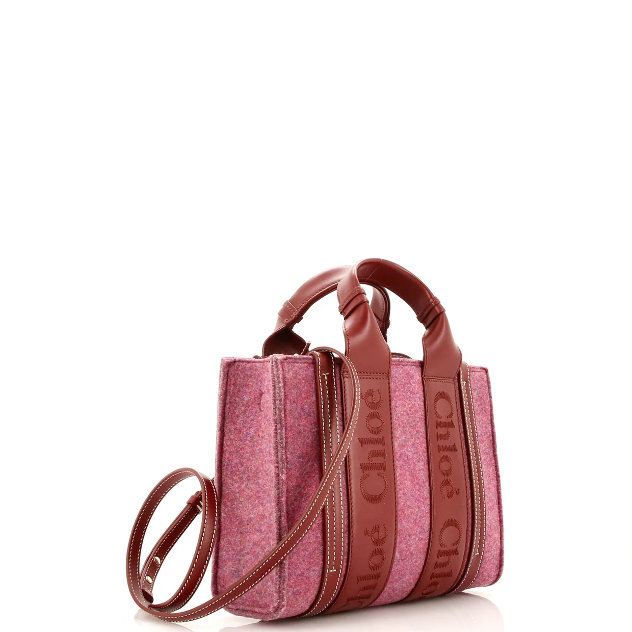 Woody Tote Recycled Felt with Leather Small - Deep Luxury