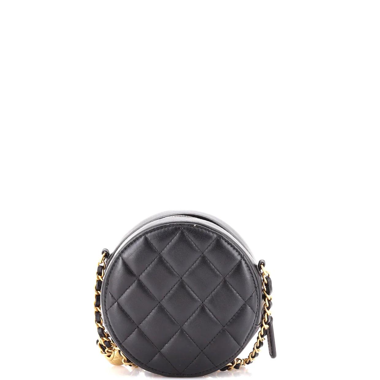 Pearl Crush Round Clutch with Chain Quilted Lambskin - Deep Luxury