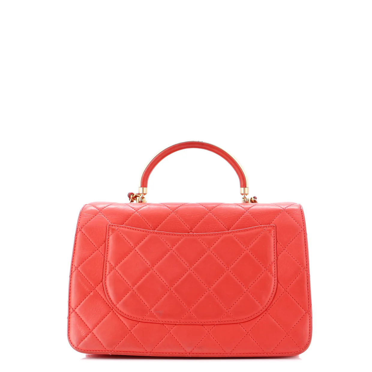 Gold Top Handle Bag Quilted Lambskin Medium - Deep Luxury