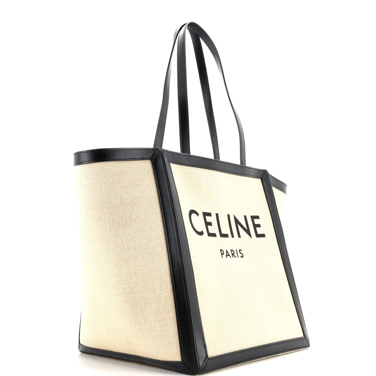 Vertical Square Cabas Tote Canvas with Leather Large - Deep Luxury