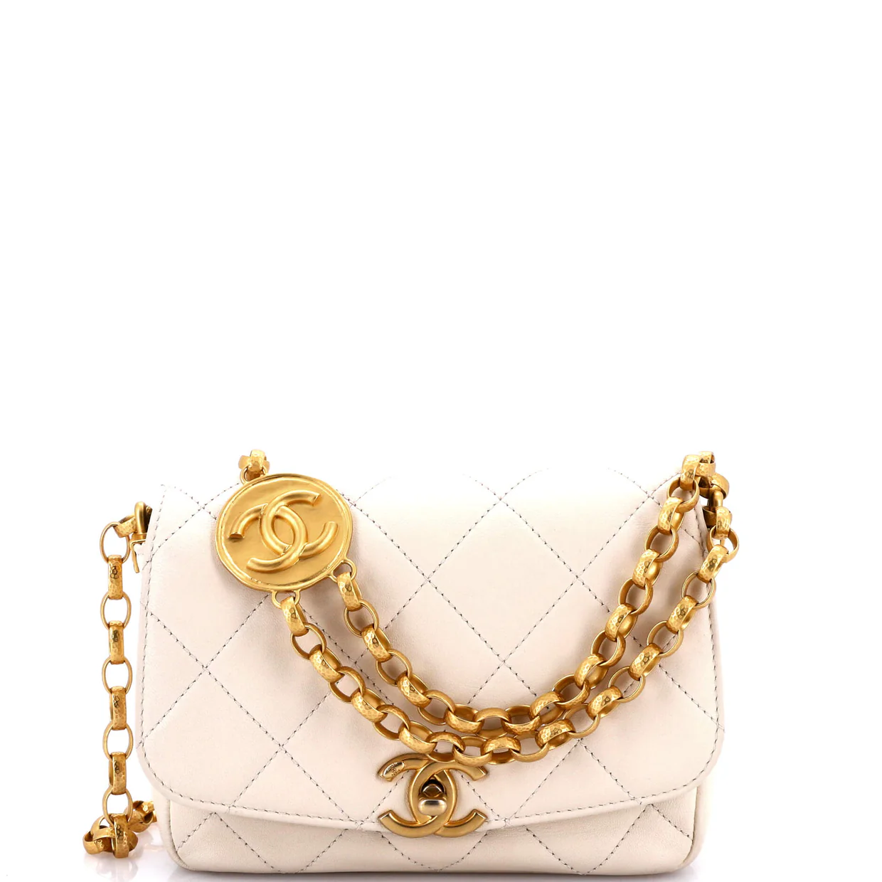 CC Coin Chain Flap Bag Quilted Lambskin Small - Deep Luxury