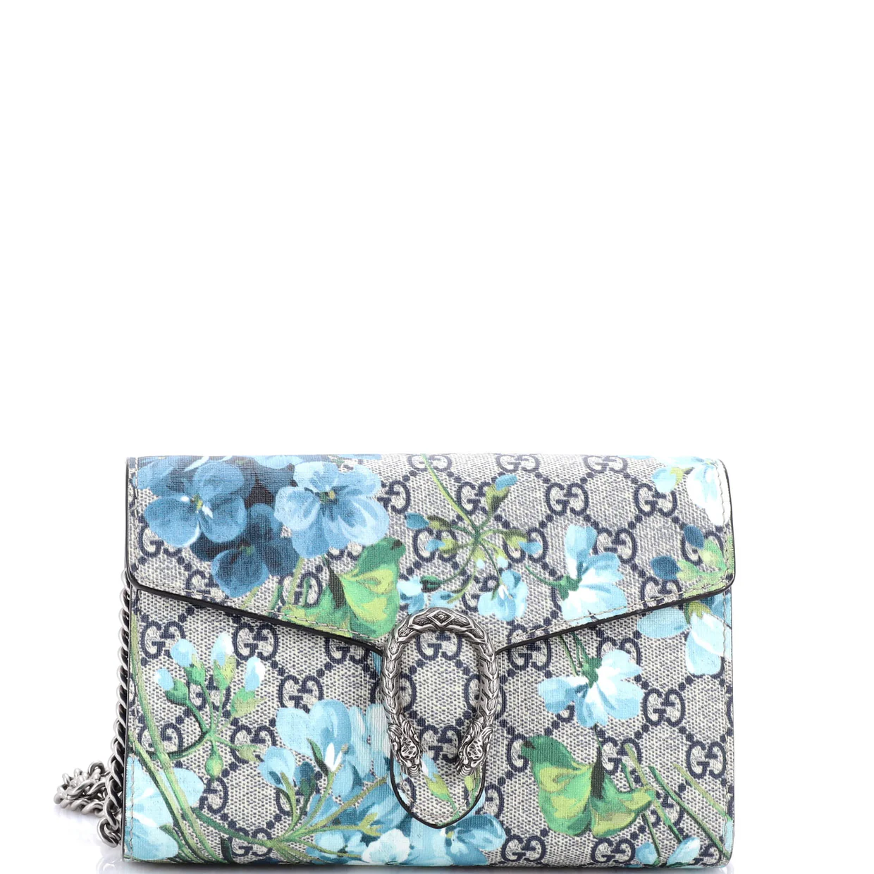Dionysus Chain Wallet Blooms Print GG Coated Canvas Small - Deep Luxury