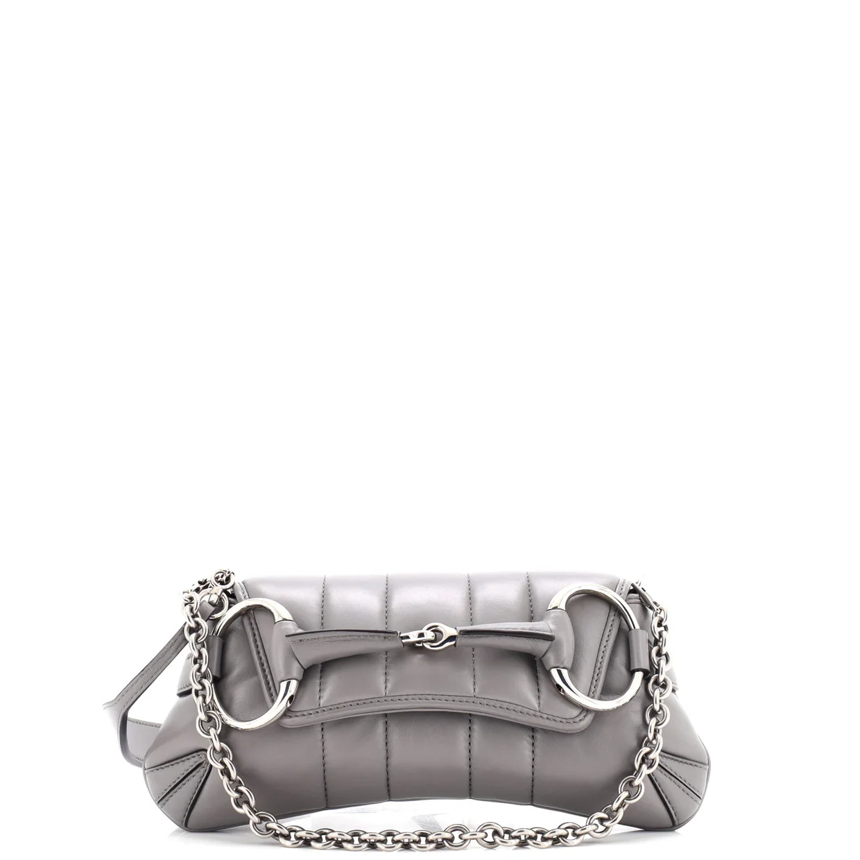 Horsebit Chain Shoulder Bag Vertical Quilted Leather Small - Deep Luxury