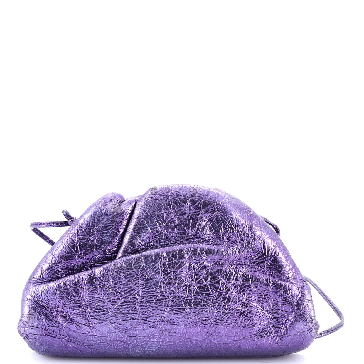 The Pouch Crinkled Metallic Leather Mini - Deep Luxury