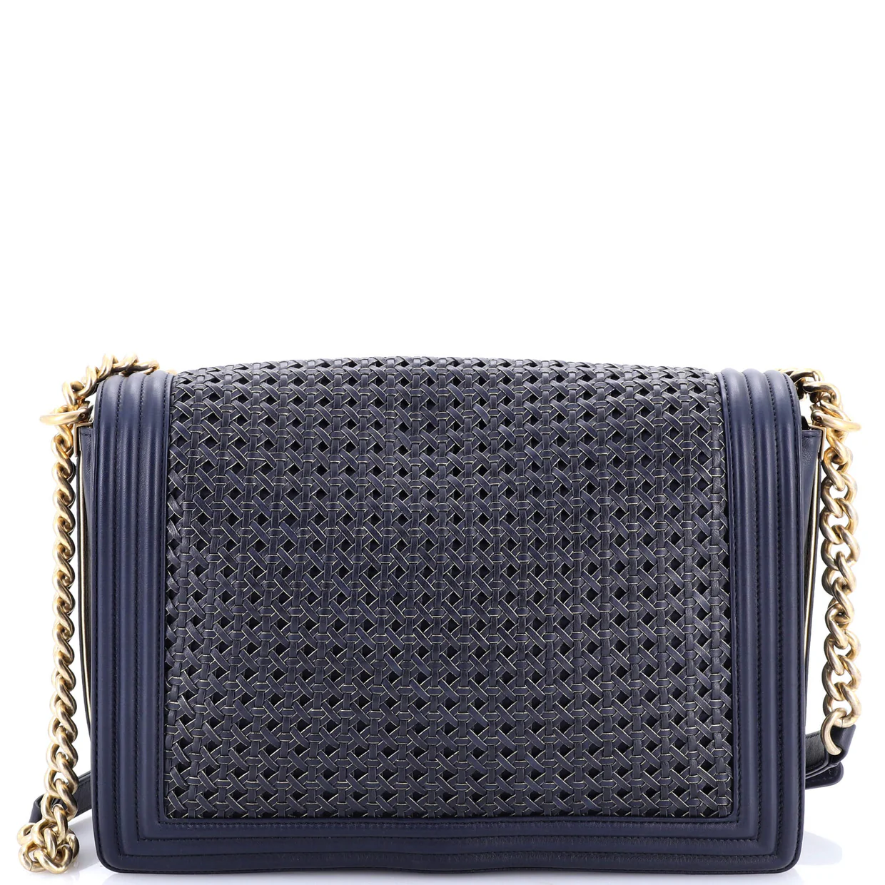 Boy Flap Bag Braided Sheepskin Large - Deep Luxury