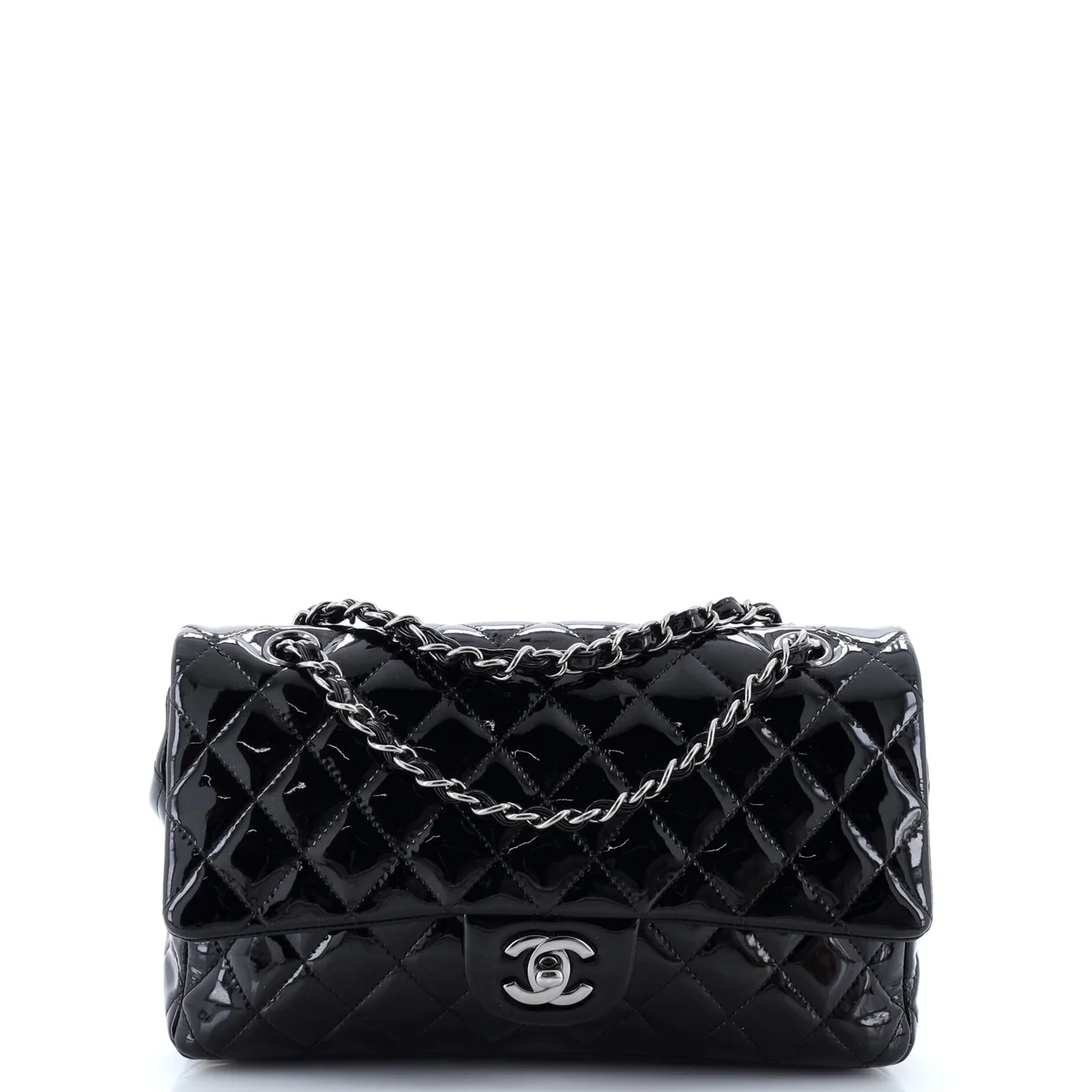 Classic Double Flap Bag Quilted Patent Medium - Deep Luxury