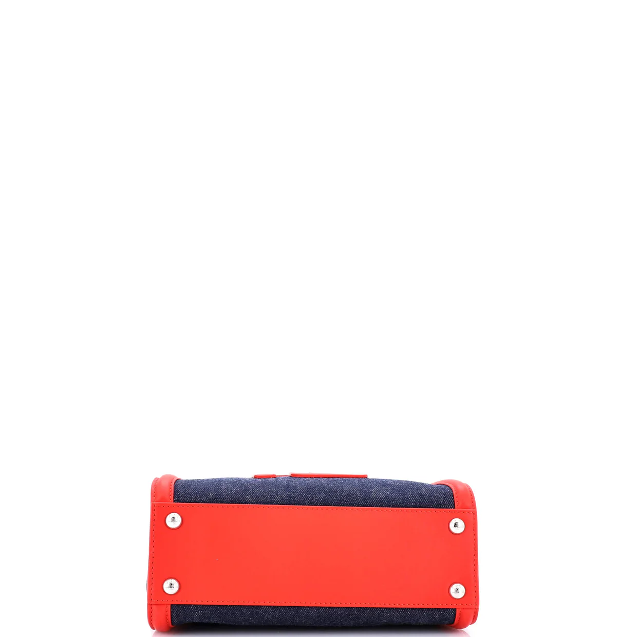 Peekaboo Bag Denim with FF Leather Applique Mini - Deep Luxury