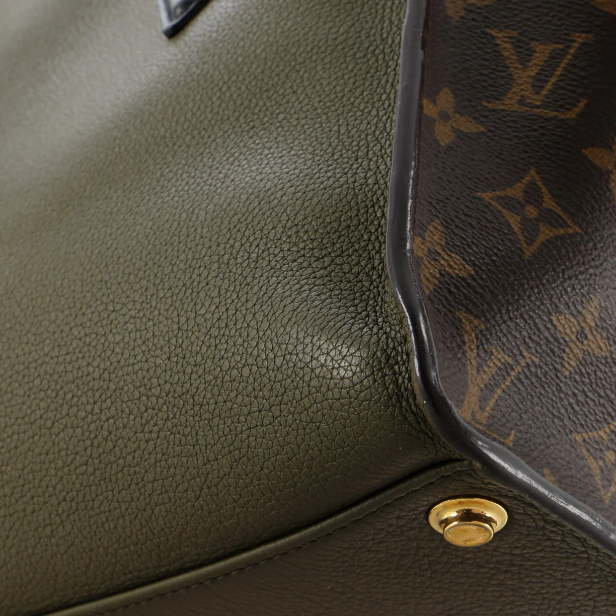 On My Side Tote Leather with Monogram Canvas PM - Deep Luxury