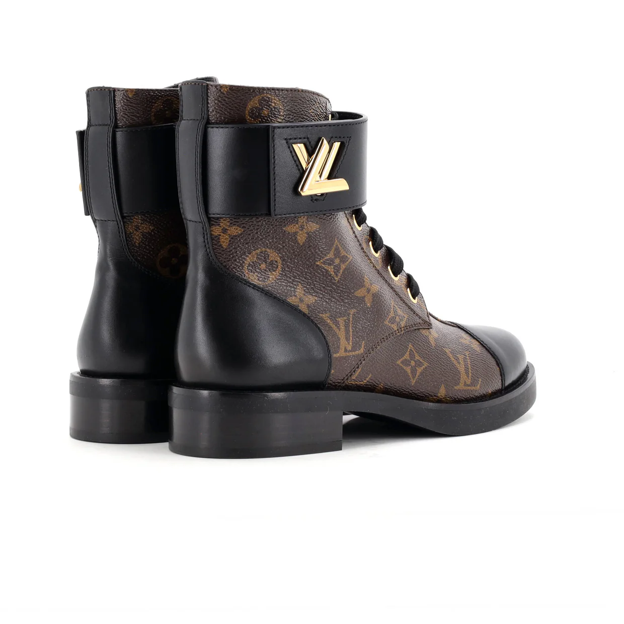 Women's Wonderland Flat Ranger Boots Monogram Canvas and Leather - Deep Luxury