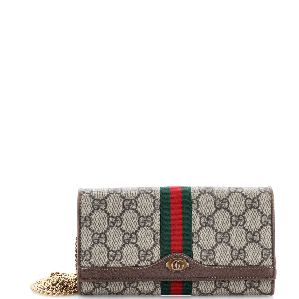 Ophidia Chain Wallet GG Coated Canvas - Deep Luxury