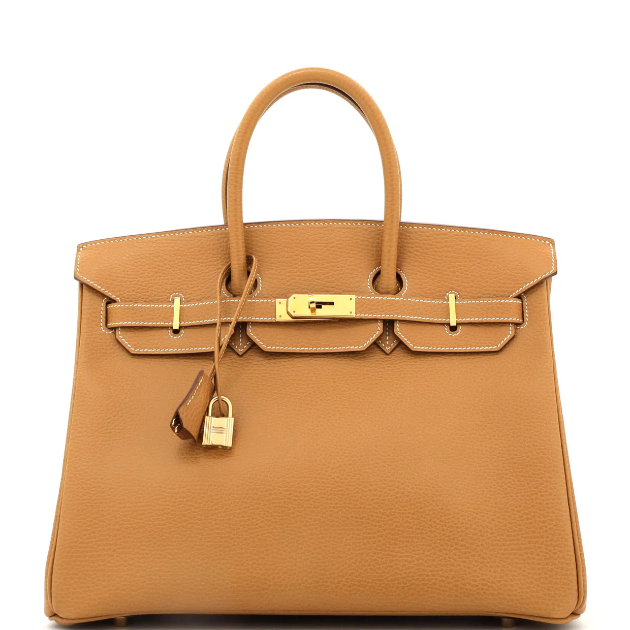 Birkin Handbag Natural Sable Ardennes with Gold Hardware 35 - Deep Luxury