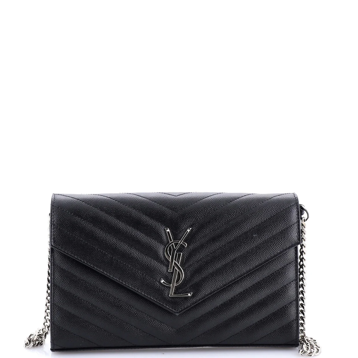 Classic Monogram Wallet on Chain Matelasse Chevron Leather Medium - Deep Luxury