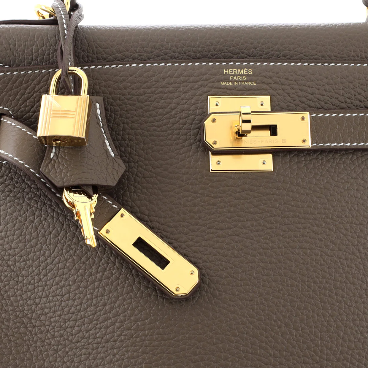 Kelly Handbag Grey Clemence with Gold Hardware 28 - Deep Luxury