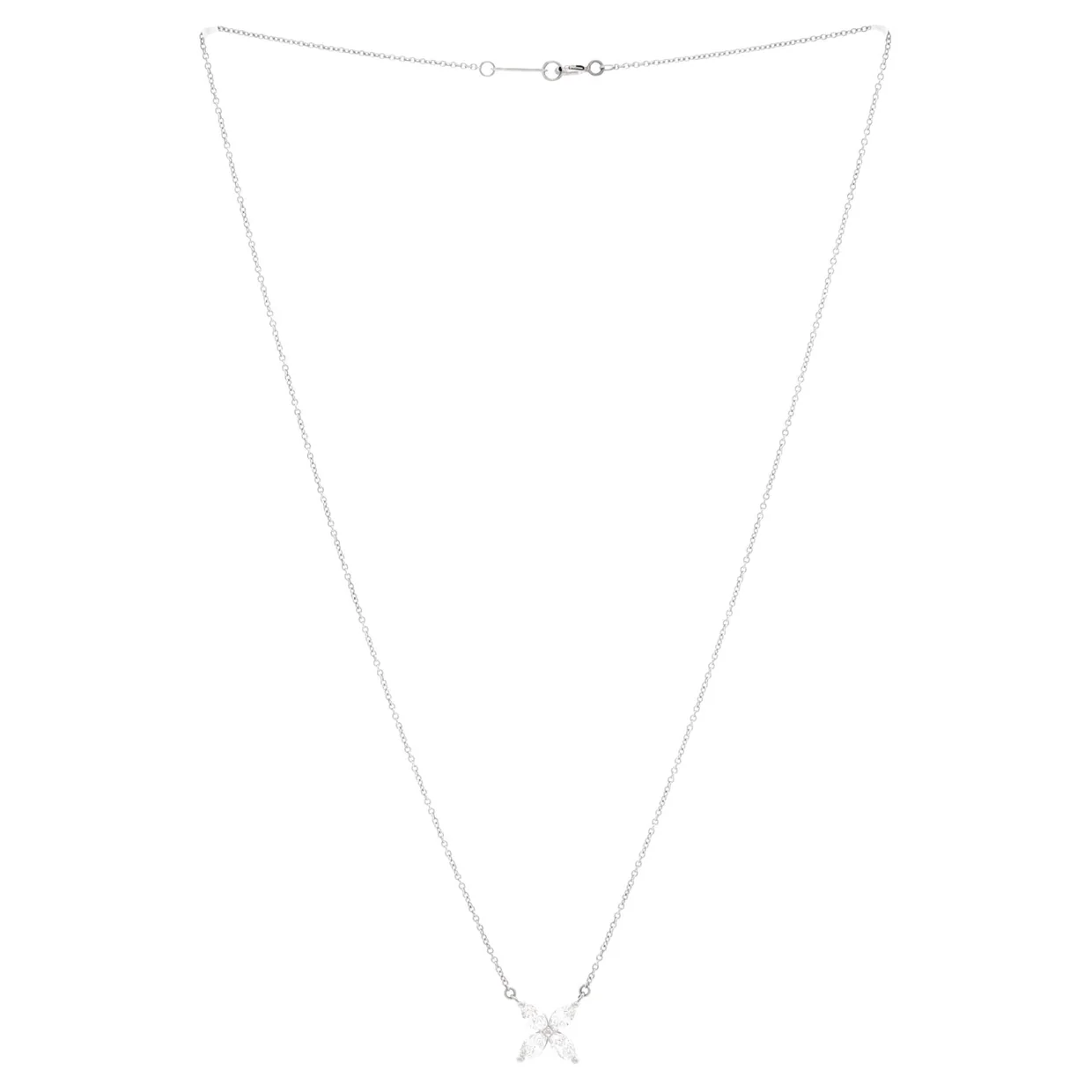 Victoria Pendant Necklace Platinum with Diamonds Large - Deep Luxury