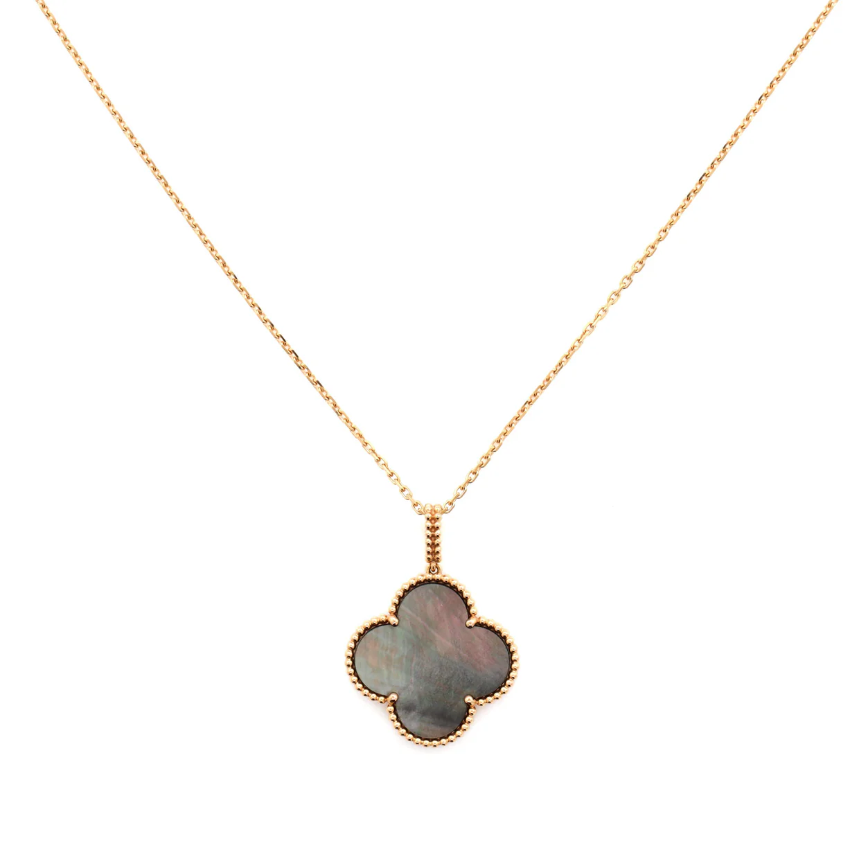 Magic Alhambra Pendant Long Necklace 18K Rose Gold and Grey Mother of Pearl - Deep Luxury