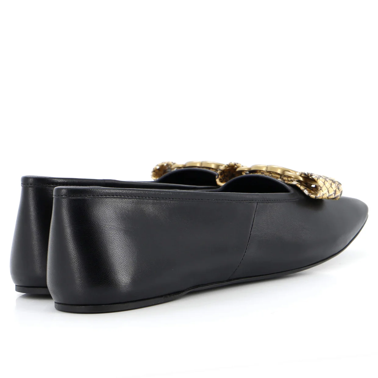 Women's Evi Interlocking G Ballet Flats Leather with Python - Deep Luxury