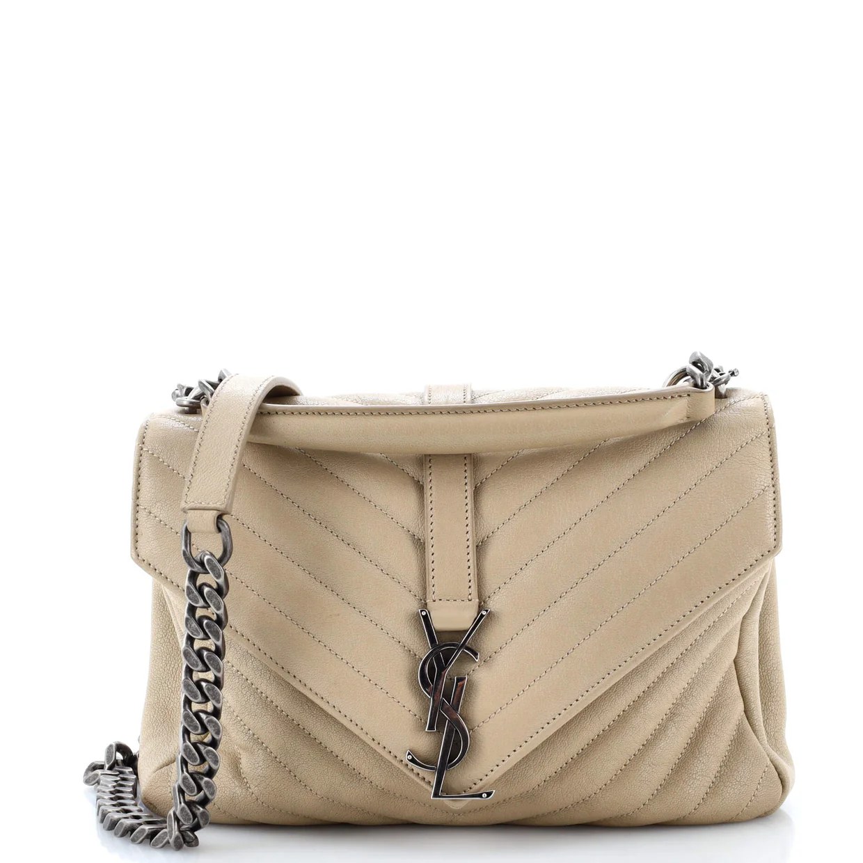 Classic Monogram College Bag Matelasse Chevron Leather Medium - Deep Luxury