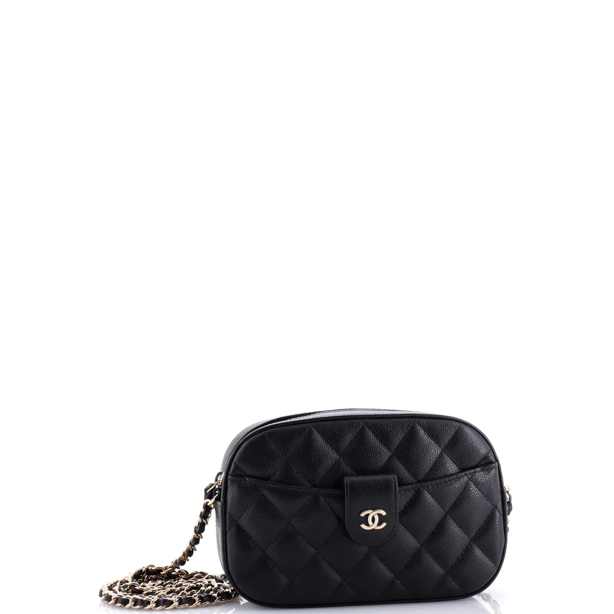 Slip Pocket Camera Case Bag Quilted Caviar Mini - Deep Luxury