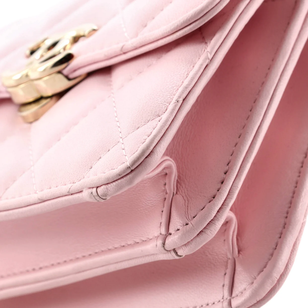 Coco Enamel Top Handle Flap Clutch with Chain Quilted Lambskin - Deep Luxury