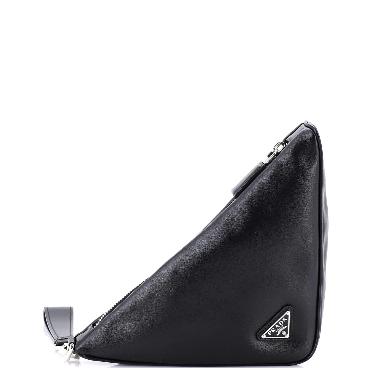 Triangle Logo Wristlet Pouch Embossed Leather - Deep Luxury