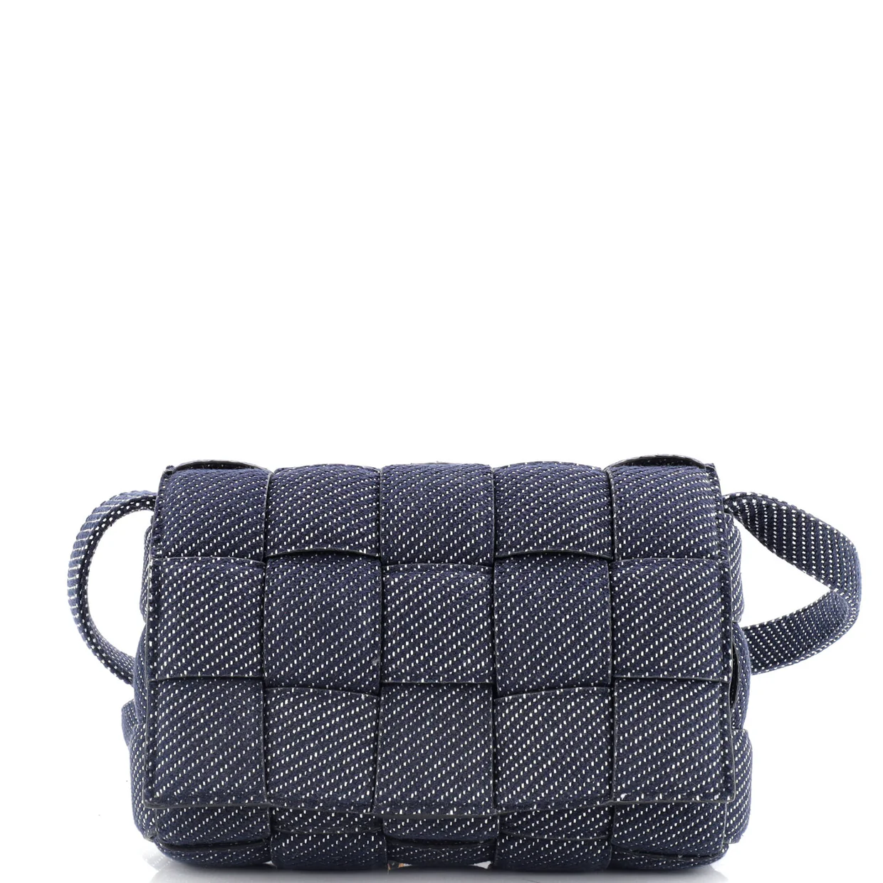 Cassette Crossbody Bag Padded Maxi Intrecciato Denim - Deep Luxury