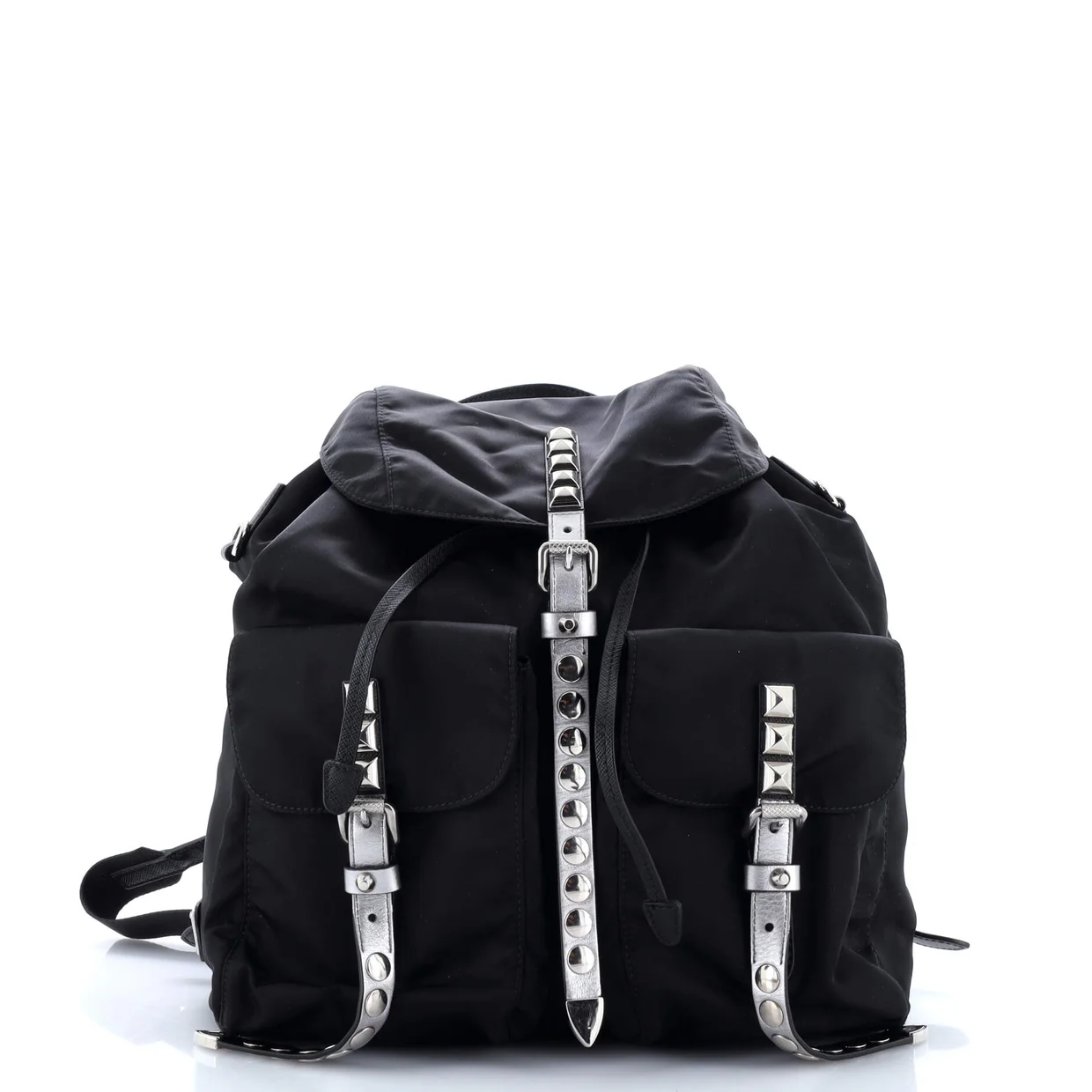 New Vela Backpack Tessuto with Studded Leather - Deep Luxury