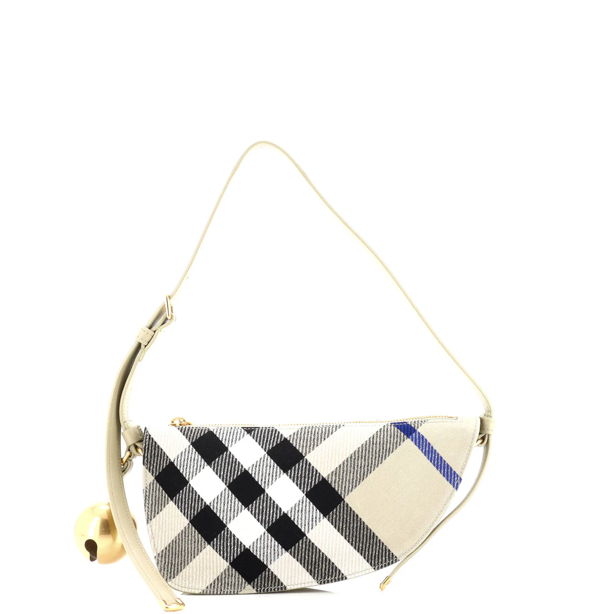 Shield Sling Shoulder Bag Check Canvas and Leather Mini - Deep Luxury