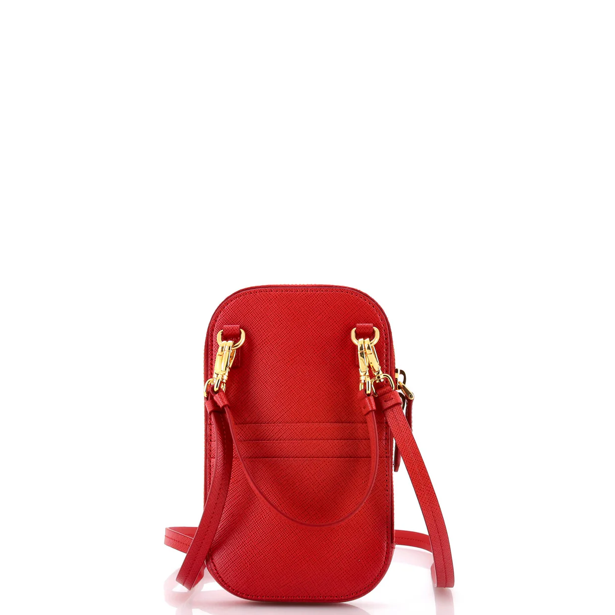 Zip Phone Holder Crossbody Bag Saffiano Leather - Deep Luxury