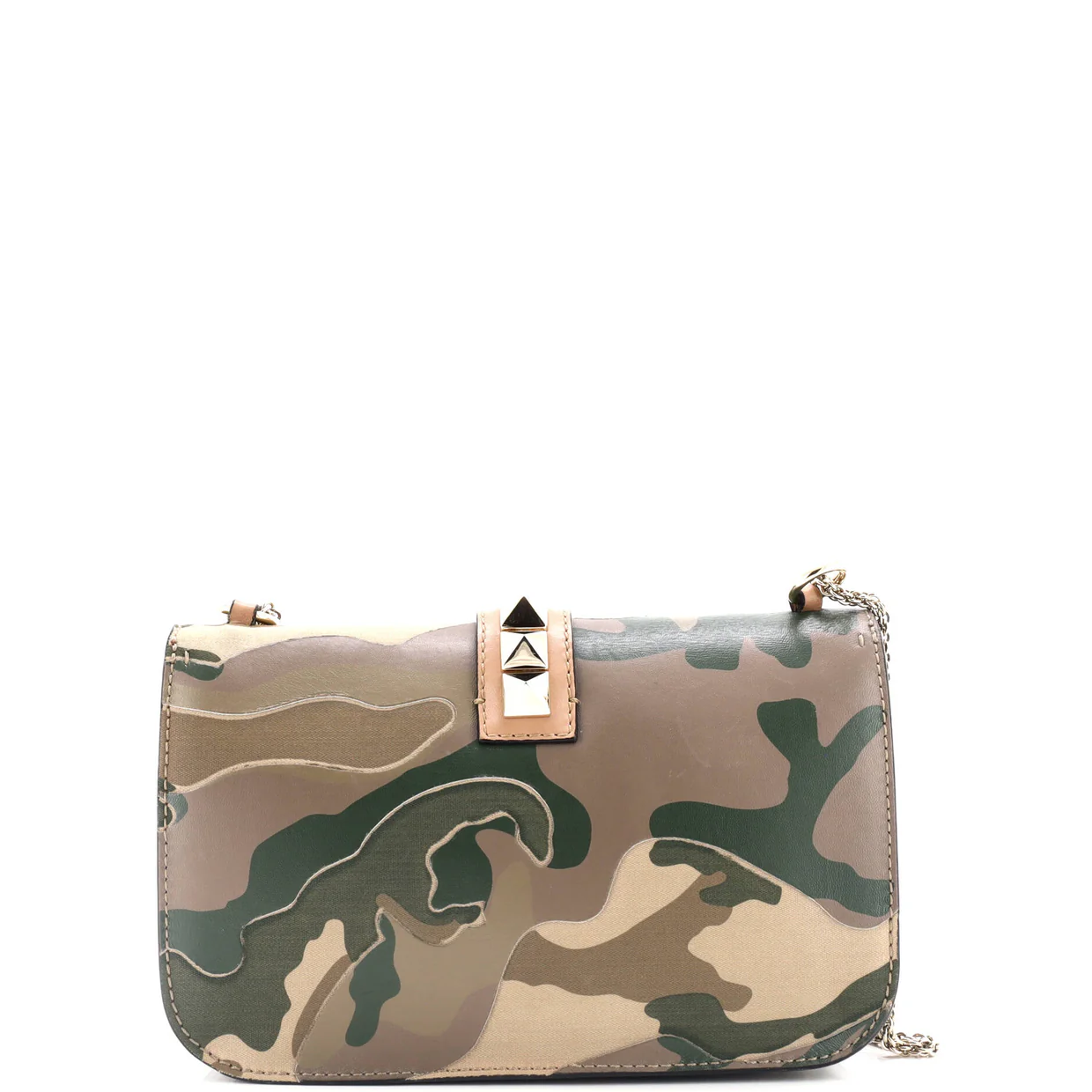 Glam Lock Shoulder Bag Camo Leather and Canvas Medium - Deep Luxury
