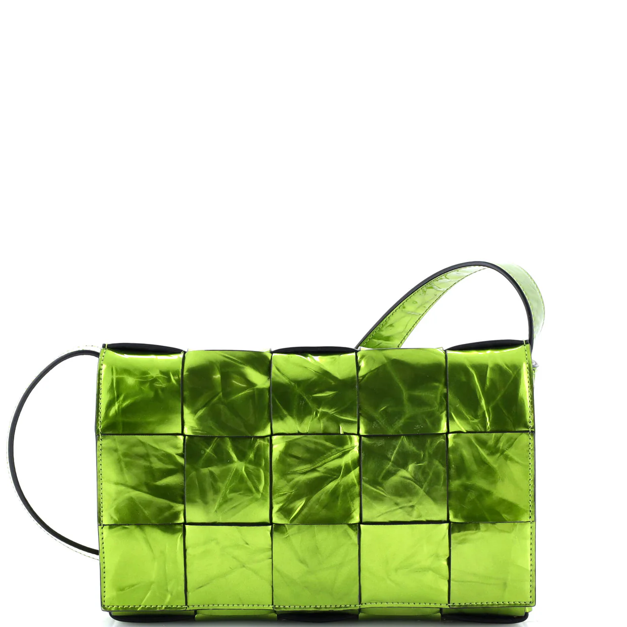 Cassette Crossbody Bag Maxi Intrecciato Crinkled Metallic Leather - Deep Luxury