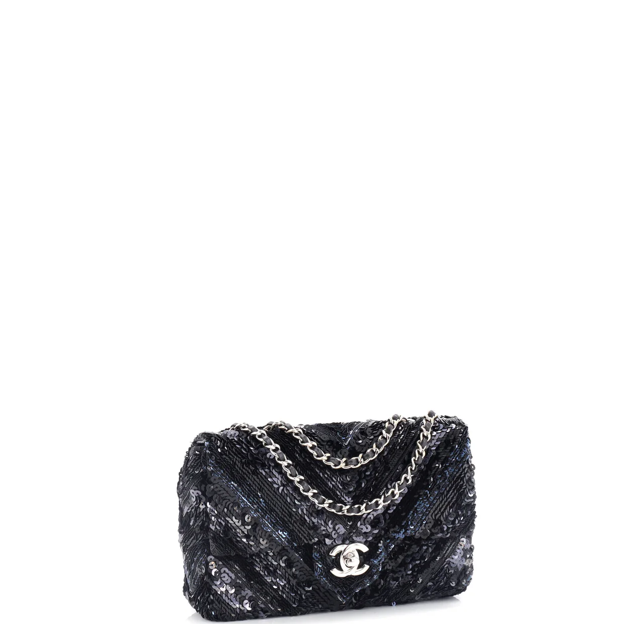 CC Flap Bag Chevron Sequins Mini - Deep Luxury