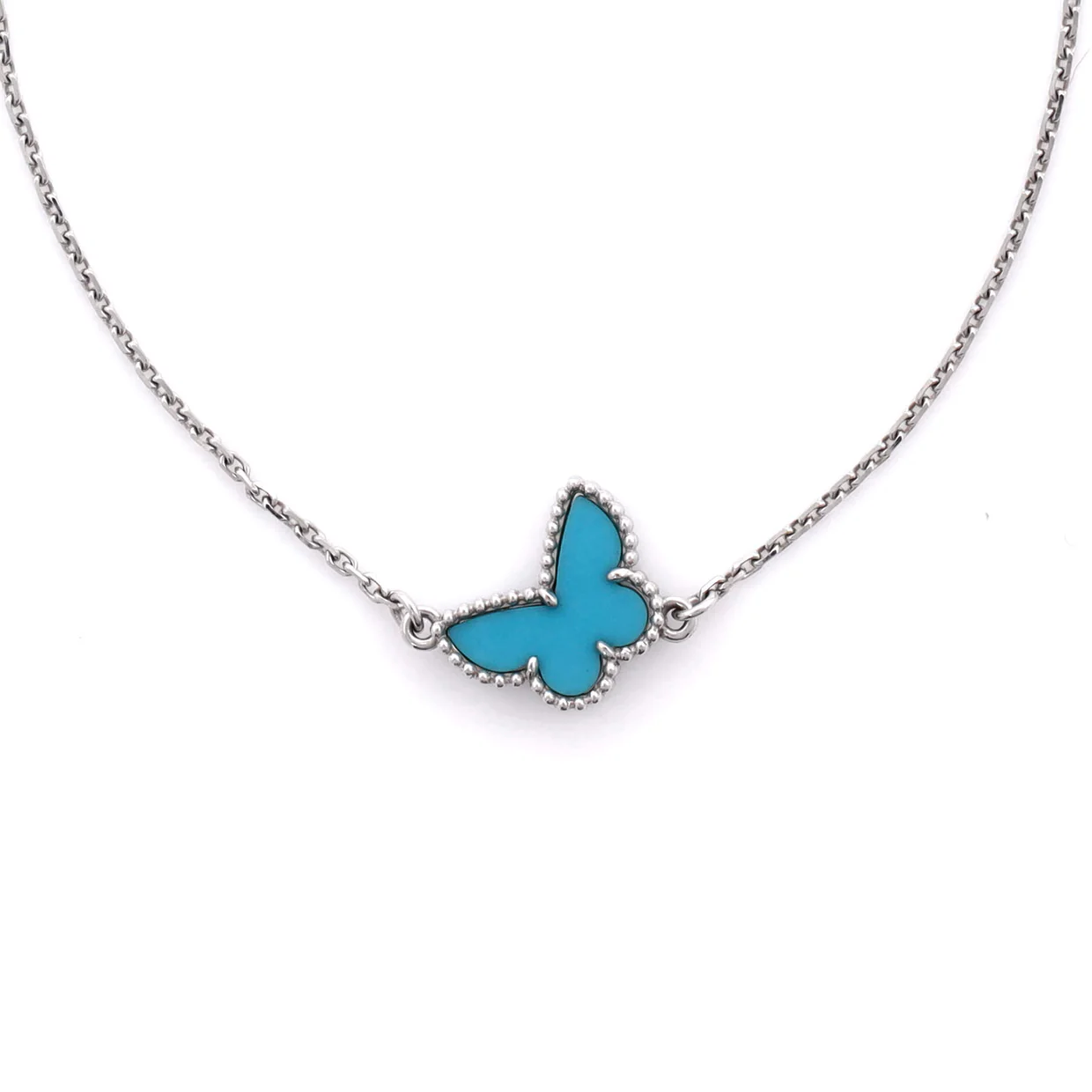 Sweet Alhambra Butterfly Bracelet 18K White Gold and Turquoise - Deep Luxury