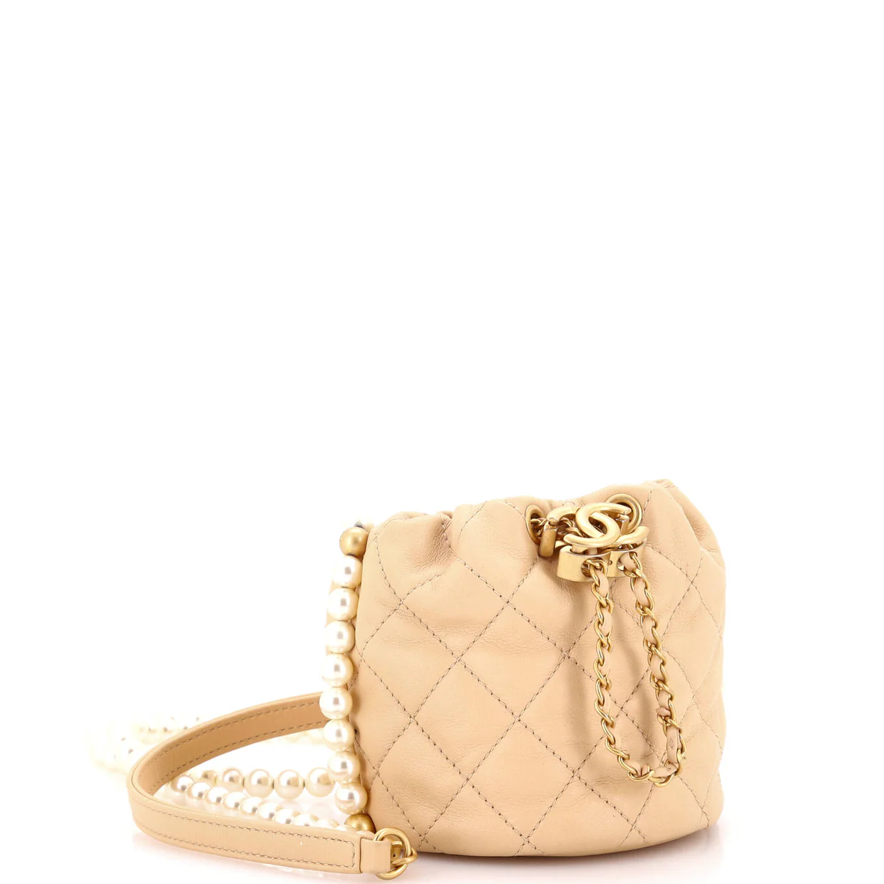 About Pearls Bucket Bag Quilted Calfskin Mini - Deep Luxury