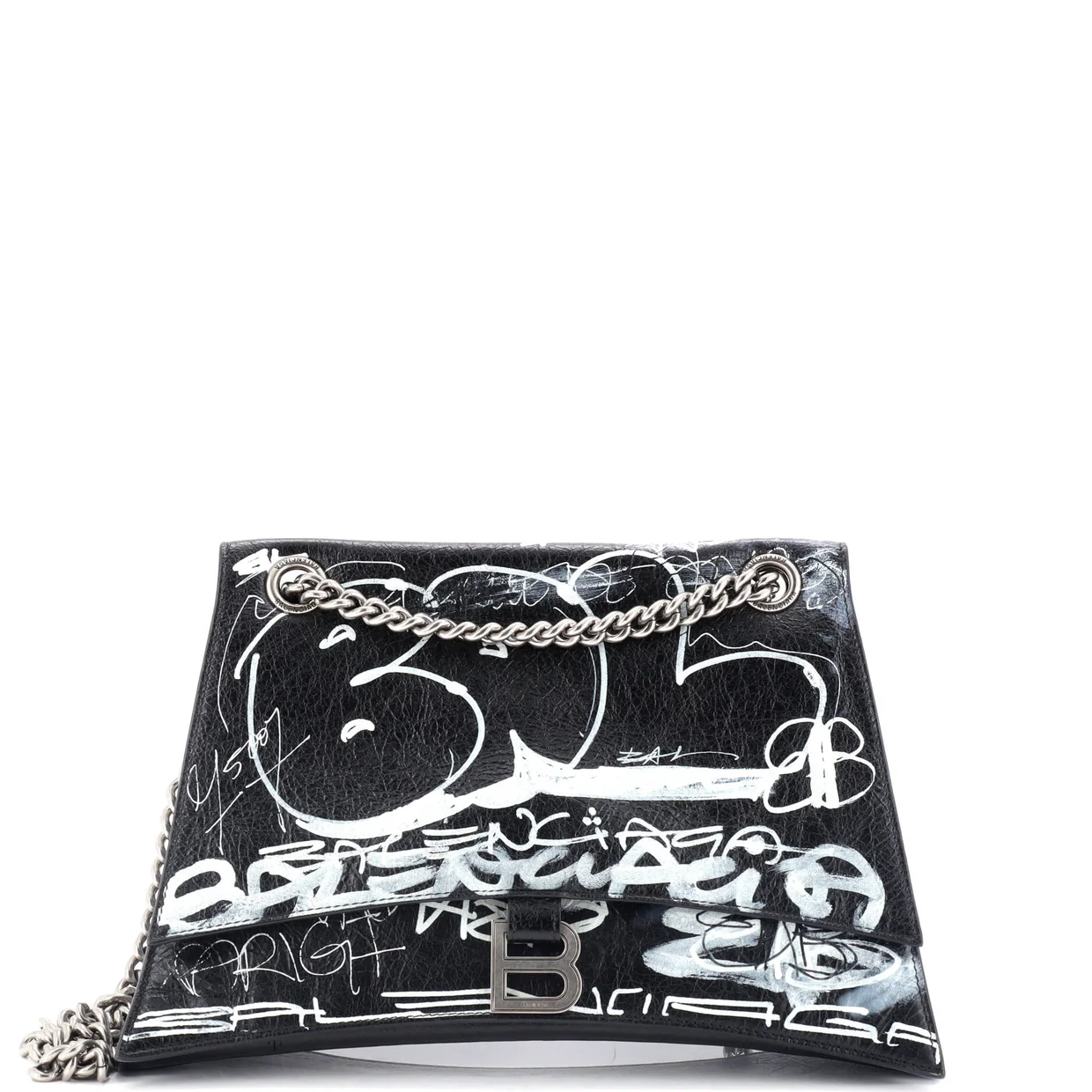 Graffiti Crush Chain Flap Bag Leather Medium - Deep Luxury