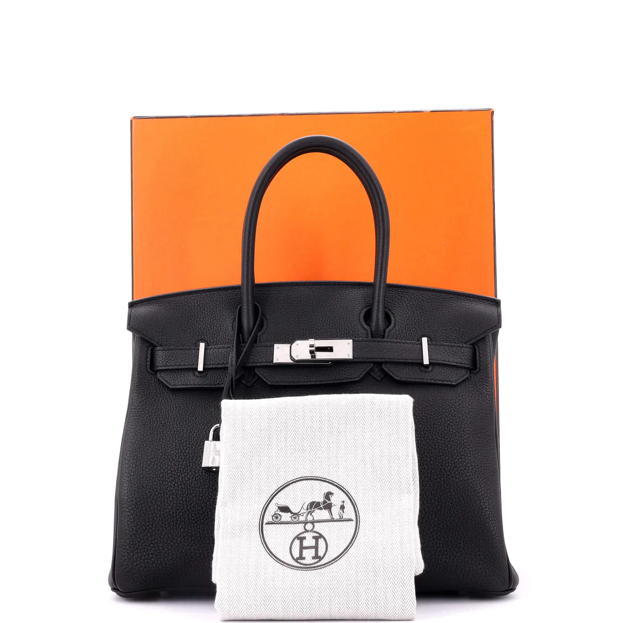 Birkin Handbag Noir Togo with Palladium Hardware 30 - Deep Luxury