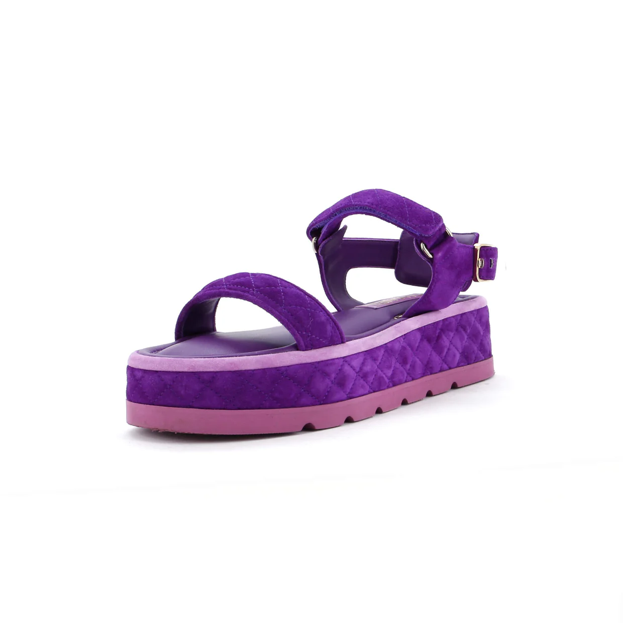 Women's Velcro Platform Sandals Quilted Suede - Deep Luxury