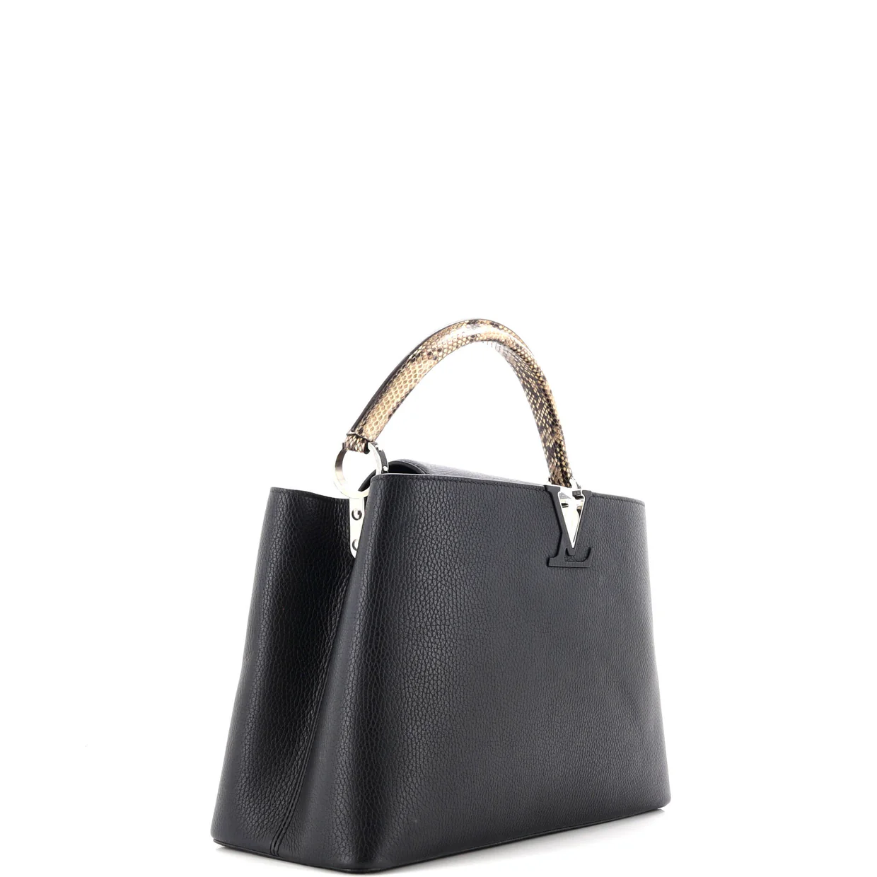 Capucines Bag Leather with Python MM - Deep Luxury