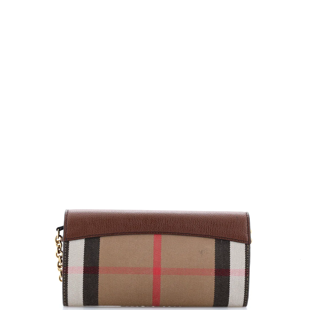 Henley Wallet on Chain Leather with House Check Canvas - Deep Luxury
