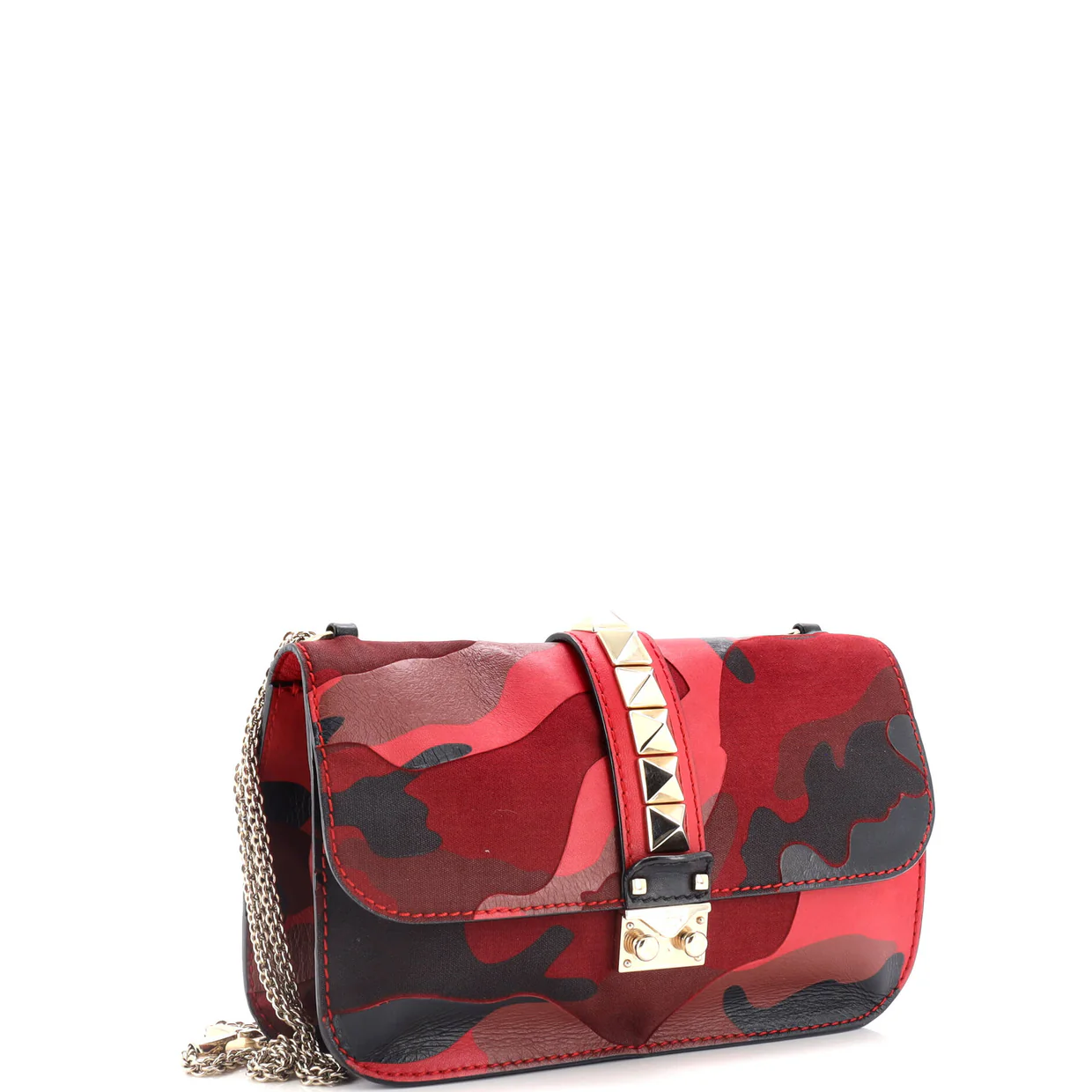 Glam Lock Shoulder Bag Camo Leather and Canvas Medium - Deep Luxury