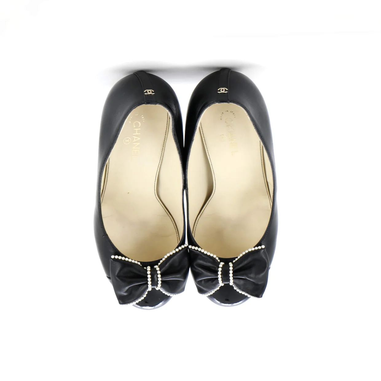 Women's Pearl Bow Cap Toe Pumps Leather with Patent - Deep Luxury