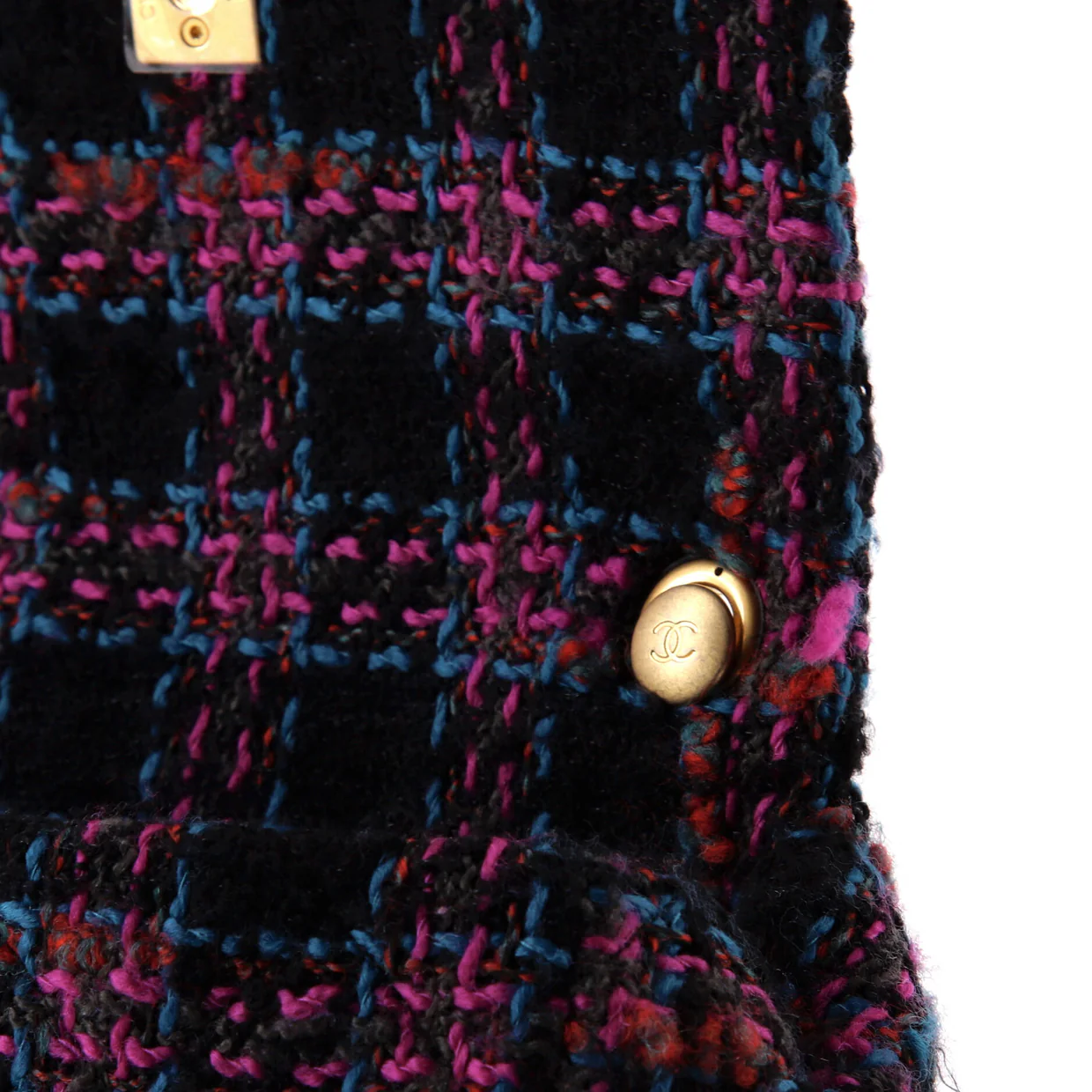 CC Chain Flap Bag Quilted Tweed with Leather Chain Detail Mini - Deep Luxury