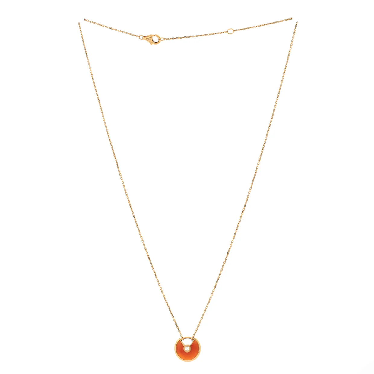 Amulette de Cartier Pendant Necklace 18K Rose Gold with Carnelian and Diamond XS - Deep Luxury
