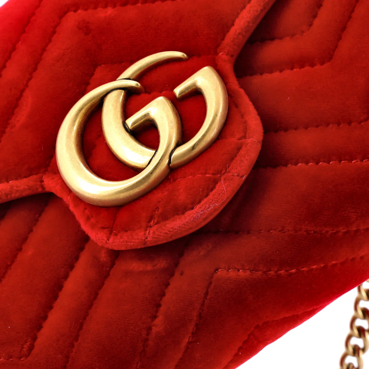 GG Marmont Chain Wallet Matelasse Velvet Mini - Deep Luxury
